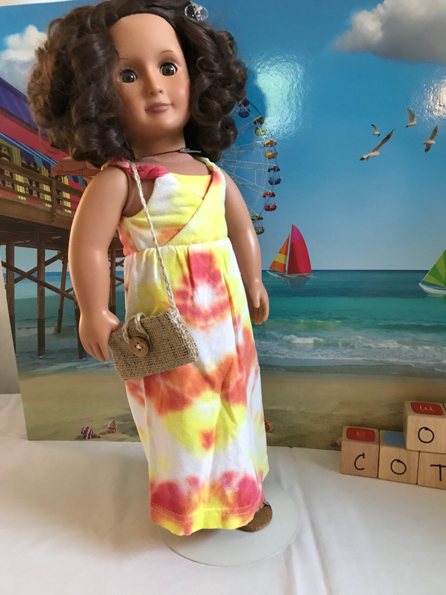 AG110 - Hawaiian Muu Muu Dress with sandals and bag