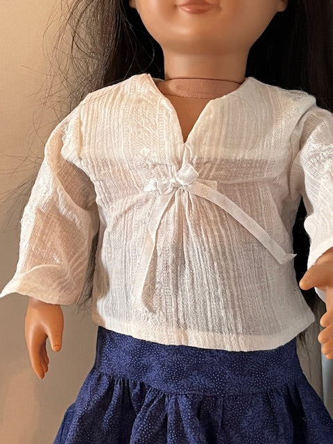 AG151 - Peasant top with 3-tired blue skirt and black boots