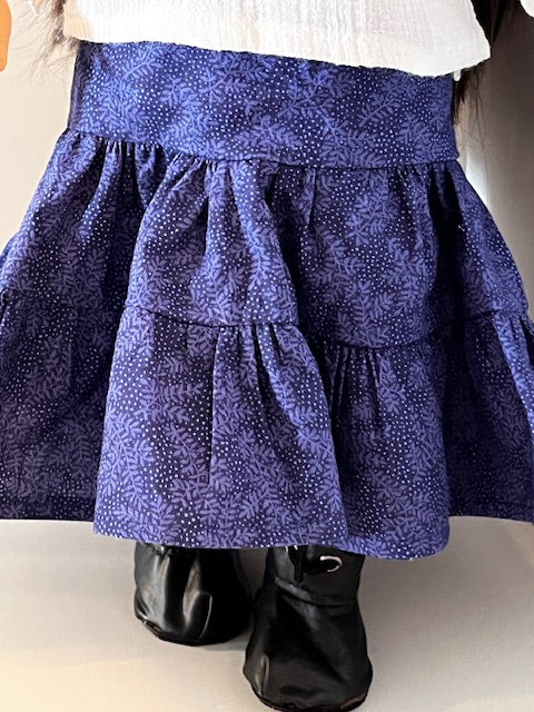 AG151 - Peasant top with 3-tired blue skirt and black boots