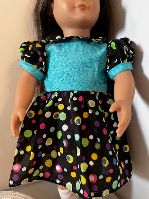 AG25 - Vintage look dress with pinafore, straw hat and black strap shoes