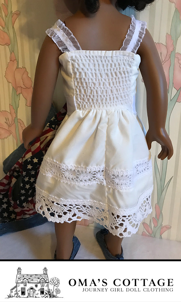 JG41 - Outback Falls white dress with denim vest and shoes