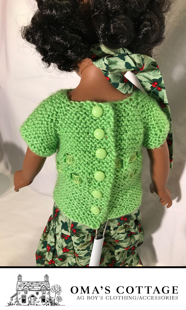 JG46 - Christmas skirt with green sweater and black shoes
